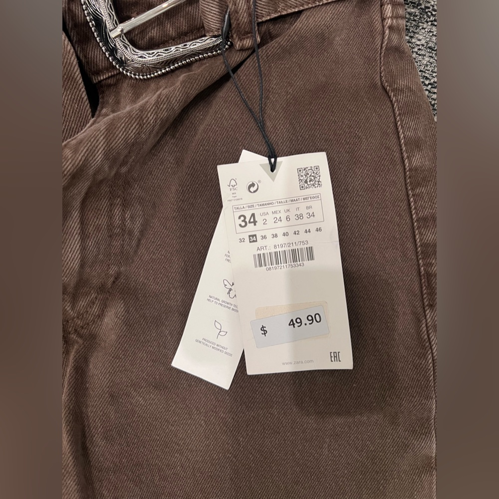 Zara Brown Women's Jeans. NWT - Picture 6 of 7